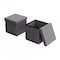 Hastings Home Foldable Storage Cube Ottoman with Pockets, Footrest Organizer for Bedroom, Dorm, (Pair, Charcoal Gray 818893AZC - alternate 3
